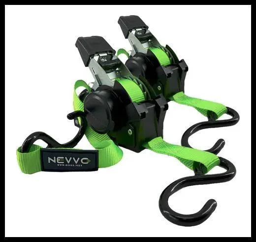 Kit 2 Cinta P/ Carga Catraca Automatica Retrátil 680kg Nevvo Verde