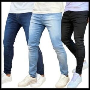 Kit 3 Calça Jeans Skinny Masculina Com Lycra Estica Muito Nf