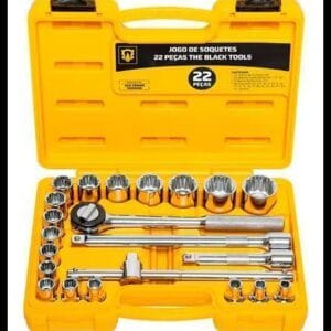 Jogo Kit de Ferramentas Manuais Chave Catraca 1/2 8 a 32mm BCS022 The Black Tools Cor Amarelo