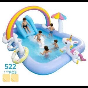 Piscina Inflável 522l Unicórnio Playground 0.45mm Com Reparo