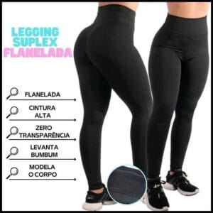 Legging Flanelada Grossa Calça Leg Peluciada Forrada Por Dentro Costura Reforçada Calça Térmica