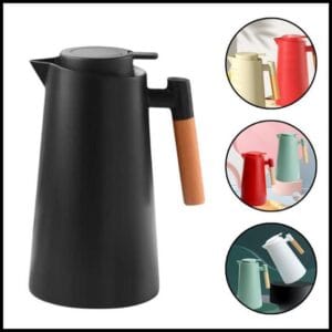 Garrafa Térmica 1L Café Chá Leite Chimarrão Cabo De Madeira Jarra Cafeteira Preta 4 Cores