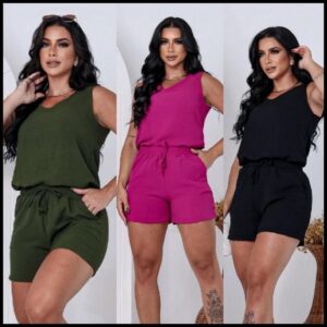 Conjunto Feminino Blusa Feminina Regata Soltinha Alça Larga + Short Conjunto Feminino de Luxo