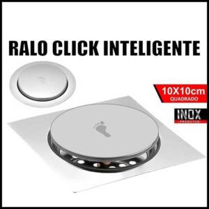 Ralo Click Inteligente 10x10 Cm Quadrado Redondo Inox Cromado - Veda Cheiro Banheiro Casa Cozinha