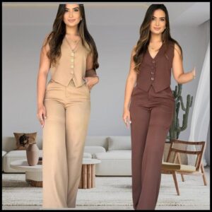CONJUNTO EM ALFAIATARIA CALÇA E COLETE LOOK CASUAL CHIC TENDENCIA 2026🔥🔥🔥