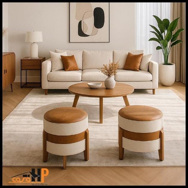 Kit Puff Apolo Linho pés madeira 2unidades banco banqueta envio imediato