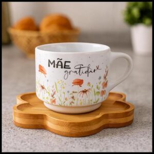 Xícara Dia Das Mães 200ml - Frase Melhor Mãe Gratidão Presente Mesa Café Manhã Cesta