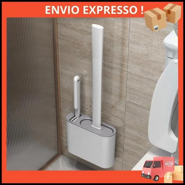 2 em 1 Escova de Silicone para Vaso Sanitário - Base de Banheiro Privada Alta Eficiência