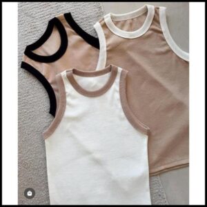 Kit 2 Blusas Feminina Bicolor Regata Canelada Ribana Premium Social Americana Basica Promoção