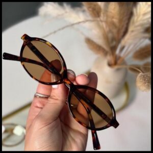 Óculos de Sol Vintage Leopardo Miu Feminino Com Case Armação Aro Oval Luxo Moda Proteção UV400