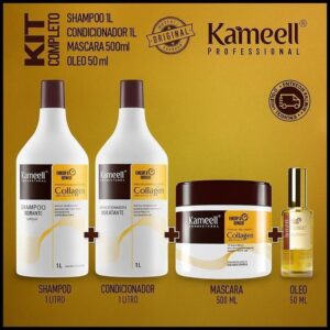 Kit Completo Kameell Professional Collagen – Cabelos Fortes, Hidratados e com Brilho de Salão