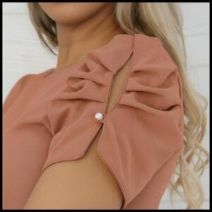 Blusa Manga Princesa Curta Elegante Tendência Moda Maior Plus Size Botão Moda Casual Tecido Dunas