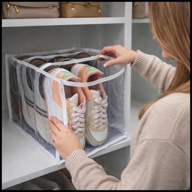 1 Sapateira/organizador colmeia de sapatos transparente com 5 nichos - ORGANIZALUX