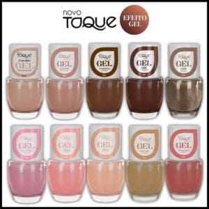 Esmalte Efeito Gel Novo Toque Kit 10 Cores Tons Nude e Rosa Seca Sem Cabine Manicure Pedicure Lançamento