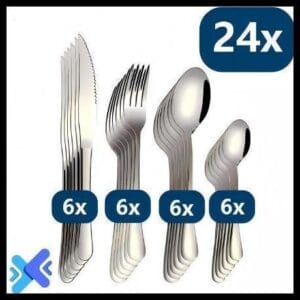 24 Peças Talheres De Aço Inox Garfo Faqueiro Colher De Sobremesa Cozinhas Casa