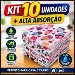 Kit 10 Pano De Pia Para Limpeza Flanela Microfibra Multiuso Casa e Carro Alta Absorção