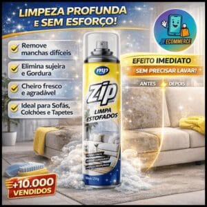 Limpa Estofados Espuma Mágica Limpa a Seco Zip Clean Spray 300ml - Limpeza Poderosa Tira Manchas
