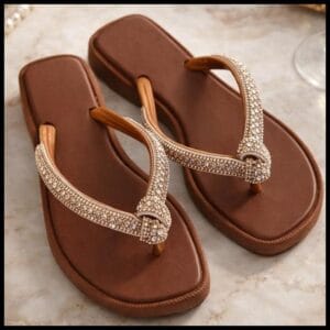 😍Chinelo Feminino Confortável Sandália Nanda Fashion com NÓ de Brilho Stras - A MAIS VENDIDA