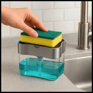 Dispense Sabão Porta Detergente 2 em 1 Suporte Bucha Esponja Limpa Cozinha Limpeza Sabão Com Esponja