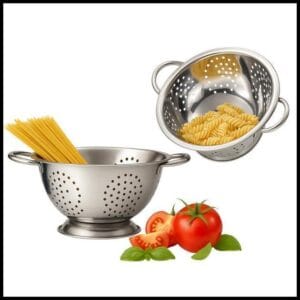 Escorredor De Massas Macarrão Alimentos Em Aço Inox 24cm