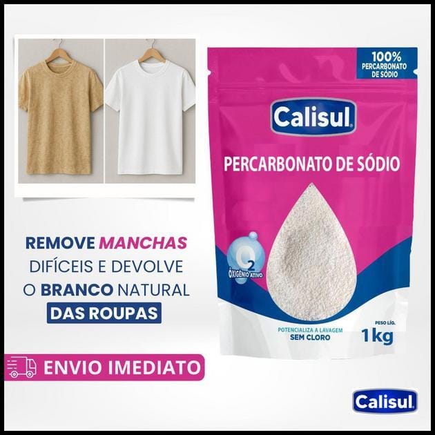 Percarbonato 100% Puro Tira Manchas Roupas Brancas e Coloridas