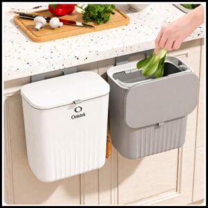 Lixeira de Cozinha Suspensa 9 Litros Com Tampa e Alça De Pendurar ON-SM028