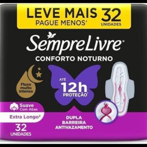 Sempre Livre Absorvente Externo Noturno Plus Noite e Dia Suave 32un Embalagem pode variar