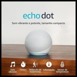 Echo Dot (Geração mais recente) | Smart speaker com Alexa, som vibrante e potente, Wi-Fi e Bluetooth | Cor Branca