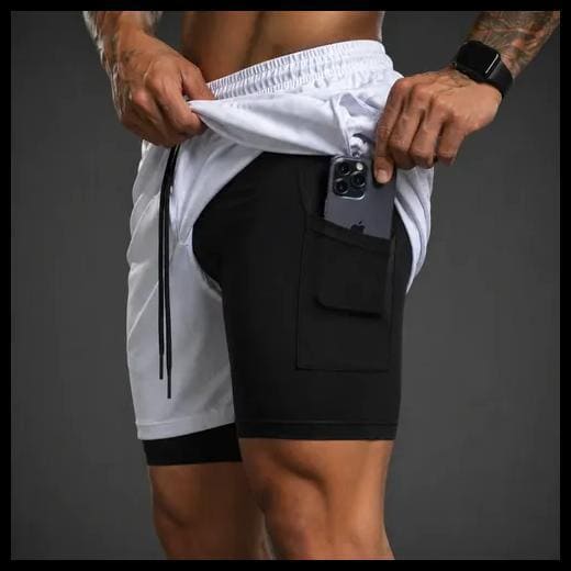 Bermuda Compressão Duplo Masculina 2 Em 1 Short Academia