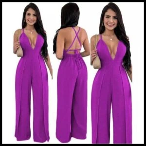 Macacao Feminino Decotado Alcinha 2 Fendas Pantalona