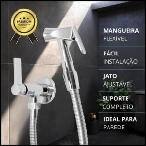Ducha Higiênica Banheiro Completa Luxo Metal Cromado 1,20m Chuveirinho Privada