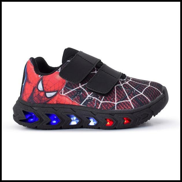 Tenis Masculino Infantil De Led Meninos Homem Aranha Velcro Linkito