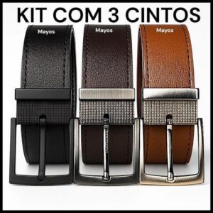 Kit 3 Cinto Masculino Couro Montana - 125 CM ou 150CM (PLUS-SIZE).