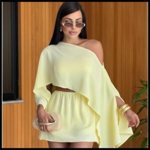 Conjunto Feminino 3 Peças Short Saia Blusa Capa no Tecido Duna | Elegante, Moderno e Casual.