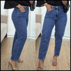 Calça MOM Jeans Feminina Cintura Alta 100% Algodão