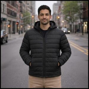 Jaqueta Puffer Bobojaco Masculina Impermeável Frio Reforçado Com Capuz Inverno Casaco Unissex