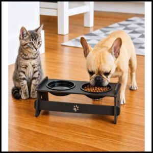 Comedouro Pet Elevado Mdf Com Tigela e Tampa Para Gato Cachorro Mdf Pronta Entrega