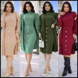 tri conjunto veronica moda feminina conjunto de três peças saia blusa e sobretudo moda feminina