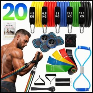 Kit Treino em Casa 20 Itens Elásticos de Resistência | Mini Bands Extensores Academia em Casa