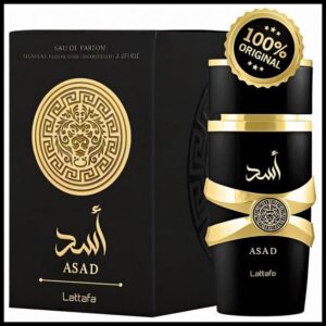 Perfume Árabe Asad Lattafa Preto Masculino Intenso e Oriental 100ml