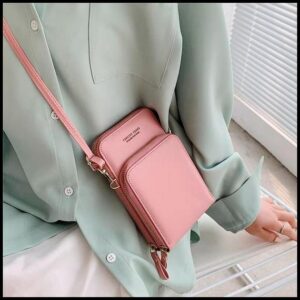 Bolsa transversal feminina moda feminina trabalho social porta celular com 2 divisorias