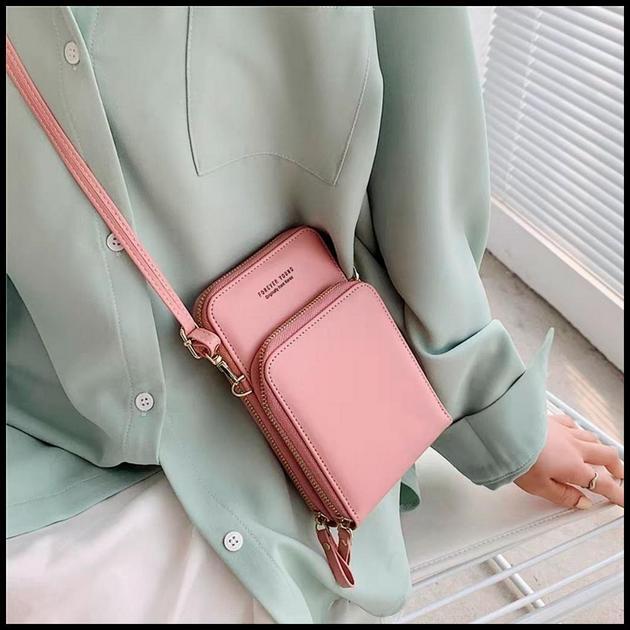 Bolsa transversal feminina moda feminina trabalho social porta celular com 2 divisorias