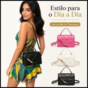 Bolsa Feminina Pequena Transversal e de Mão | Couro PU Acolchoado Casual Elegante para Dia a Dia