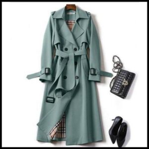 Mulheres trench coat Elegante Primavera Outono Manga Comprida turn down collar Longo Blusão Coreano Jaqueta Dupla breasted