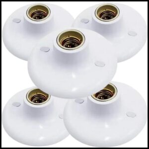 Kit 5 Pçs Plafonier Plafon Soquete Porcelana E27 100w Branco