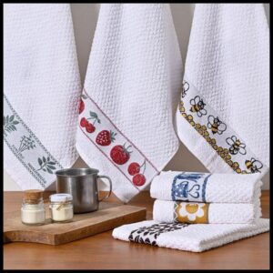 Pano De Copa Kit 5 ou 10 Toalhas Prato Felpudo/Atoalhado - Jacquard - 100% Algodão - 45cm x 70cm