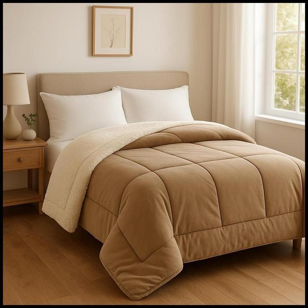 Coberdrom Casal Queen Sherpa Edredrom Cobertor Grosso Pele de Carneiro 2,40m x 2,20m Macio Quentinho