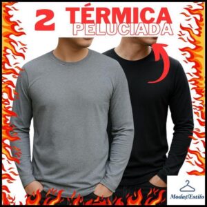 KIT C/2 Blusa de Frio Masculina Segunda Pele Térmica Pelúcida Inverno Manga longa