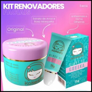 Kit Renovadores Hidratante Facial Kokeshi Pele de Porcelana + Creme Para Olheiras Olhos de Gueixas