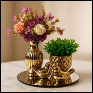 Kit Decorativo Luxo 5 Peças para Sala, Aparador, Mesa Posta